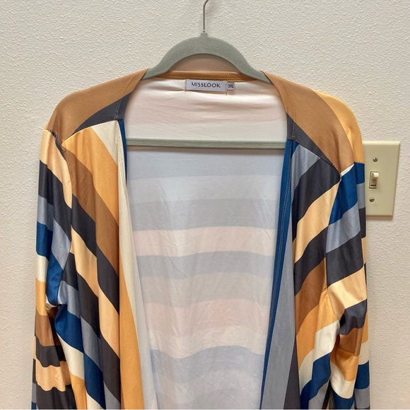 MissLook Color Block Cotton Blend Cardigan - Picture 2 of 7